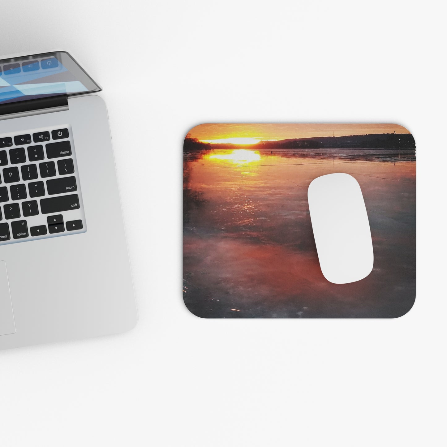 Drifting Through Work Like Ice on the Ohio River, Rectangle Mouse Pad, Icy Ohio River Design, Office Decor, Computer Pad