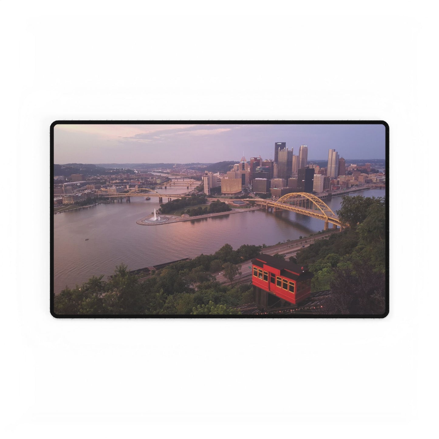 Pittsburgh Views: Because Staring at Your Screen All Day is Overrated, Desk Mat, Cityscape Office Decor, River View Gaming Mat, Pittsburgh