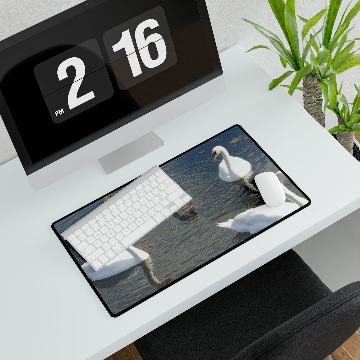 Swanning Around at Work: Because Who Doesn’t Love a Good Float?, Desk Mats, Nature Desk Accessory, Workspace Decor, Office Desk Pad, Desk Blotter, Home Office Gift