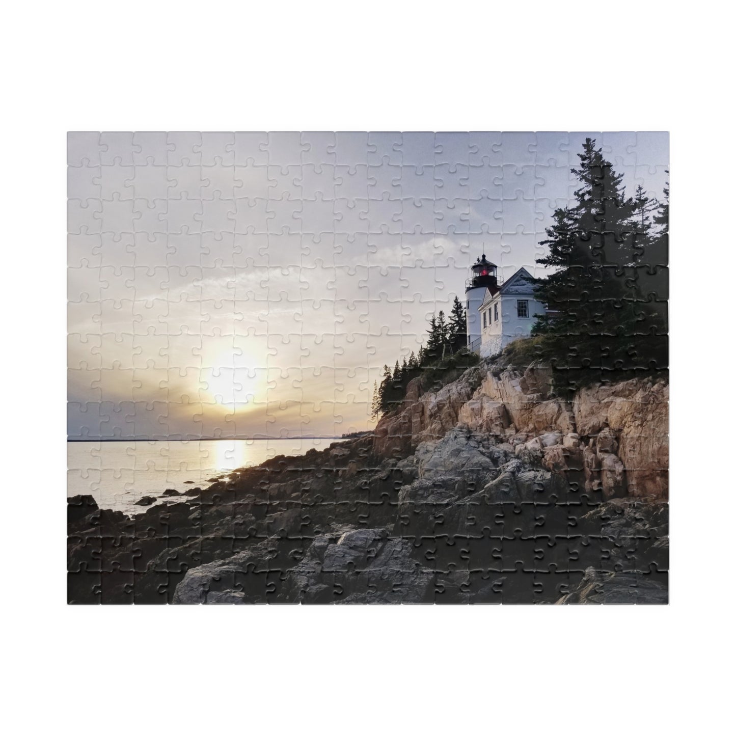 Lighthouse Logic: The Bright Side of Puzzling, Jigsaw Puzzle, Bass Harbor Lighthouse, Scenic Puzzle, Gift Idea for Puzzle Enthusiasts