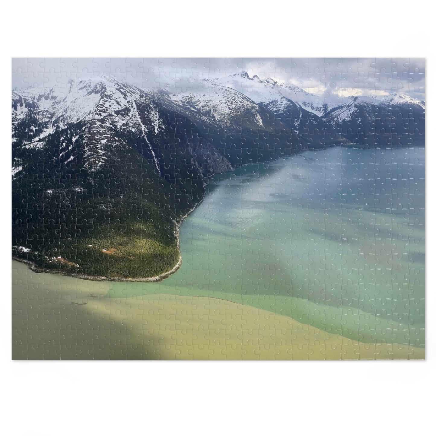 Where the Chill Meets the Tide, Jigsaw Puzzle, Glacial River Meeting the Ocean