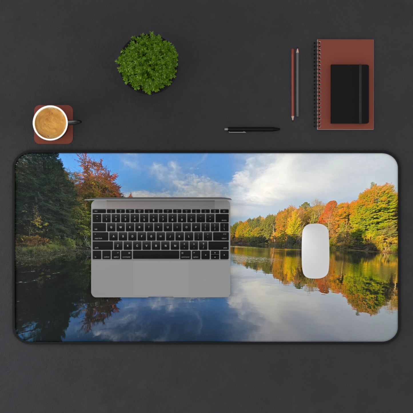 Desk Mat - Pond Reflection Nature Scene