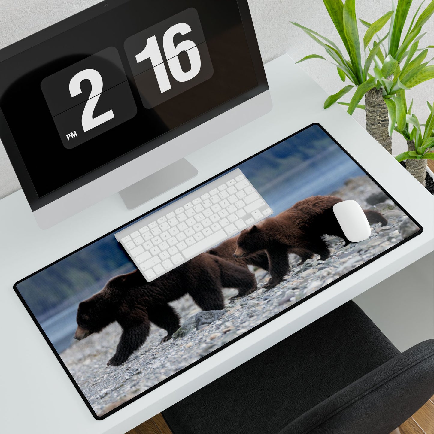 Mama Grizzly Desk Mat, Survive the Workday Like a Bear on Coffee