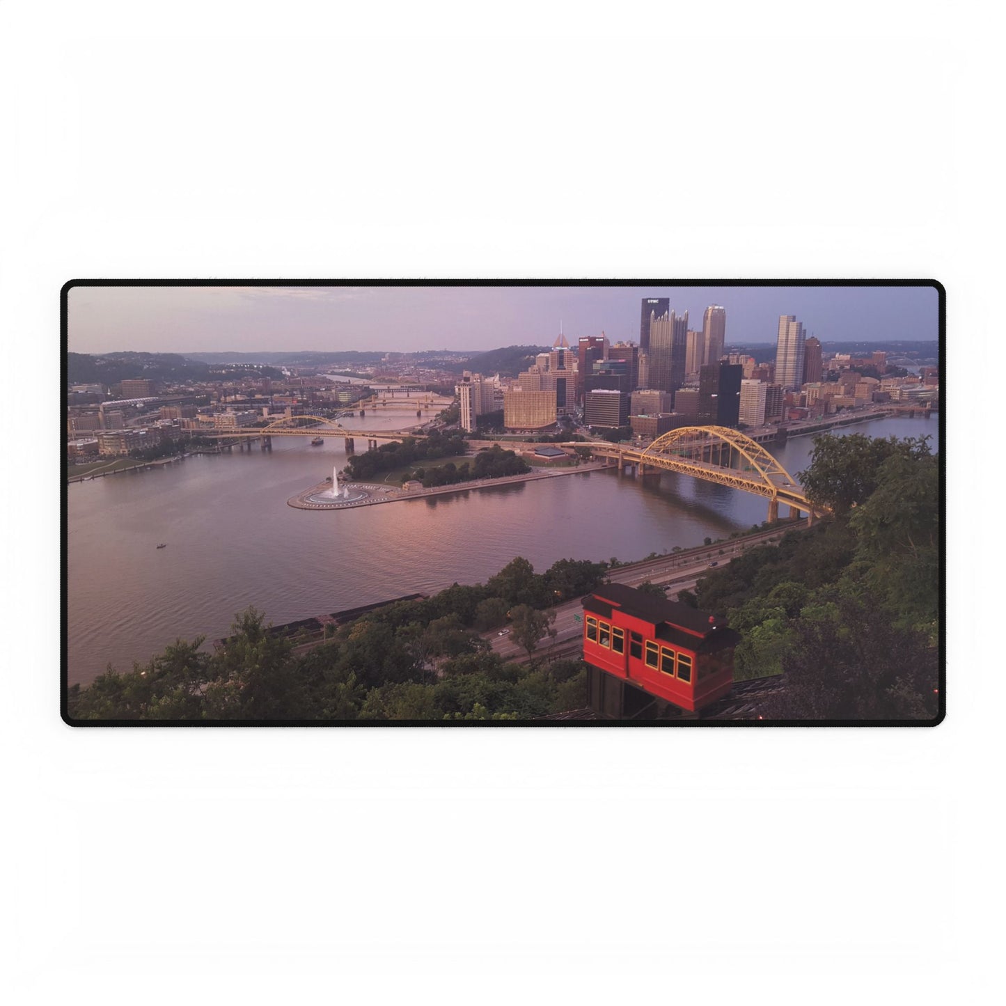 Pittsburgh Views: Because Staring at Your Screen All Day is Overrated, Desk Mat, Cityscape Office Decor, River View Gaming Mat, Pittsburgh