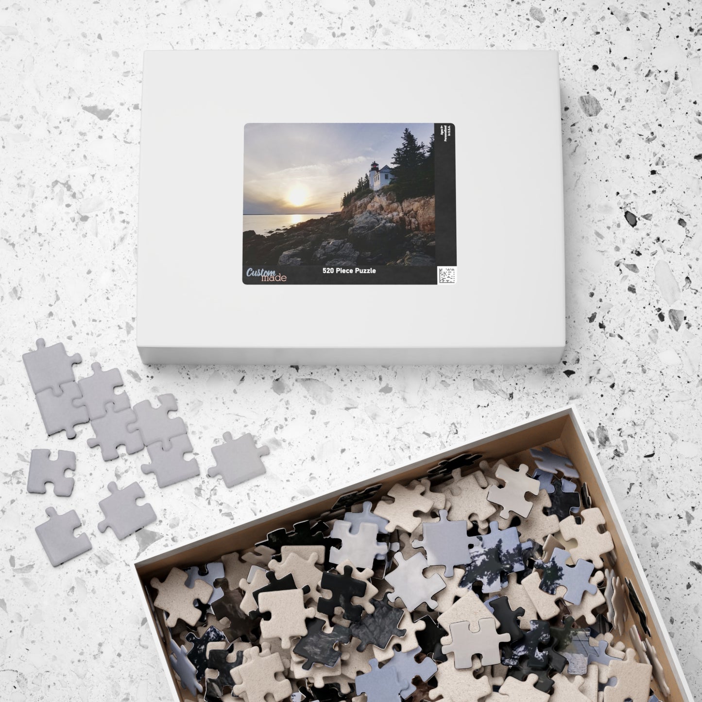 Lighthouse Logic: The Bright Side of Puzzling, Jigsaw Puzzle, Bass Harbor Lighthouse, Scenic Puzzle, Gift Idea for Puzzle Enthusiasts