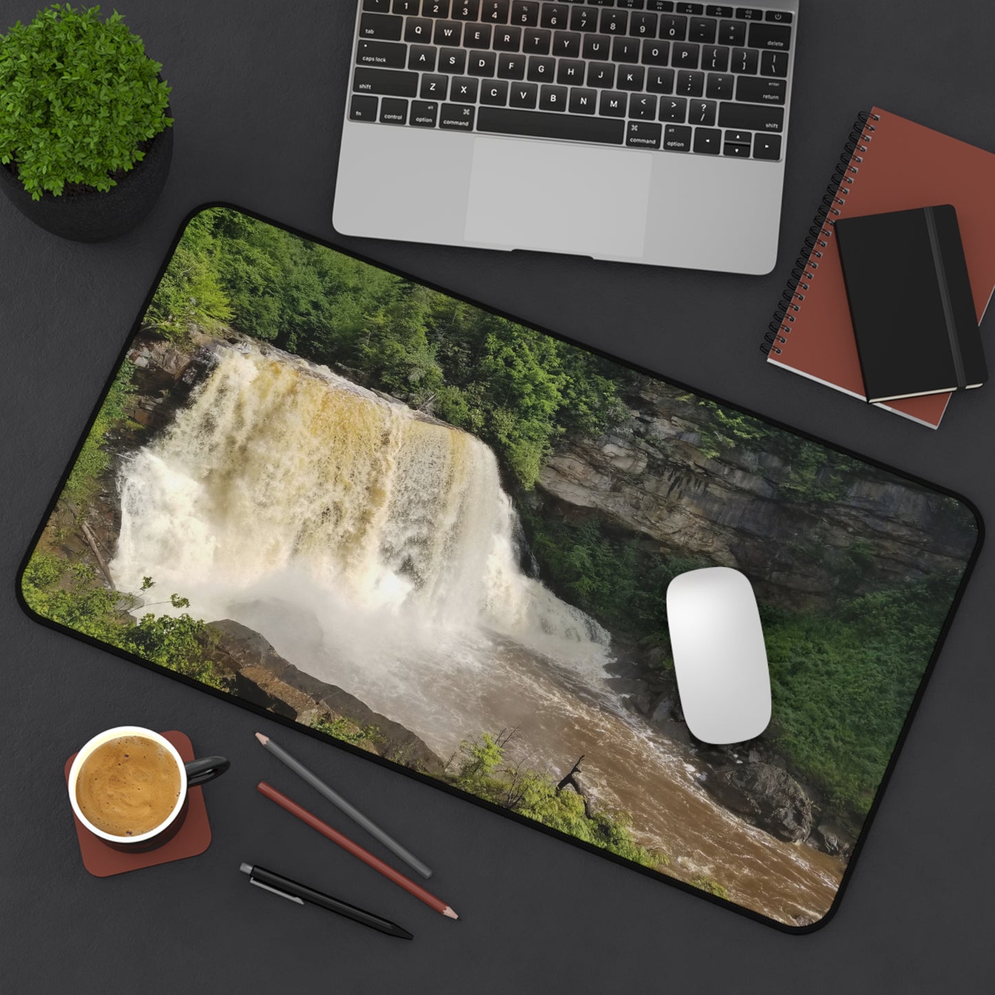 Work? Oh, You Mean Daydreaming with a Keyboard, Desk Mat, Blackwater Falls Design