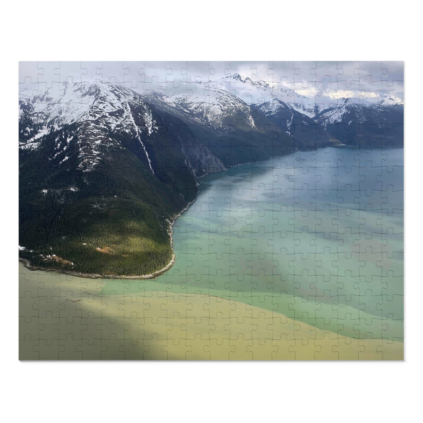 Where the Chill Meets the Tide, Jigsaw Puzzle, Glacial River Meeting the Ocean