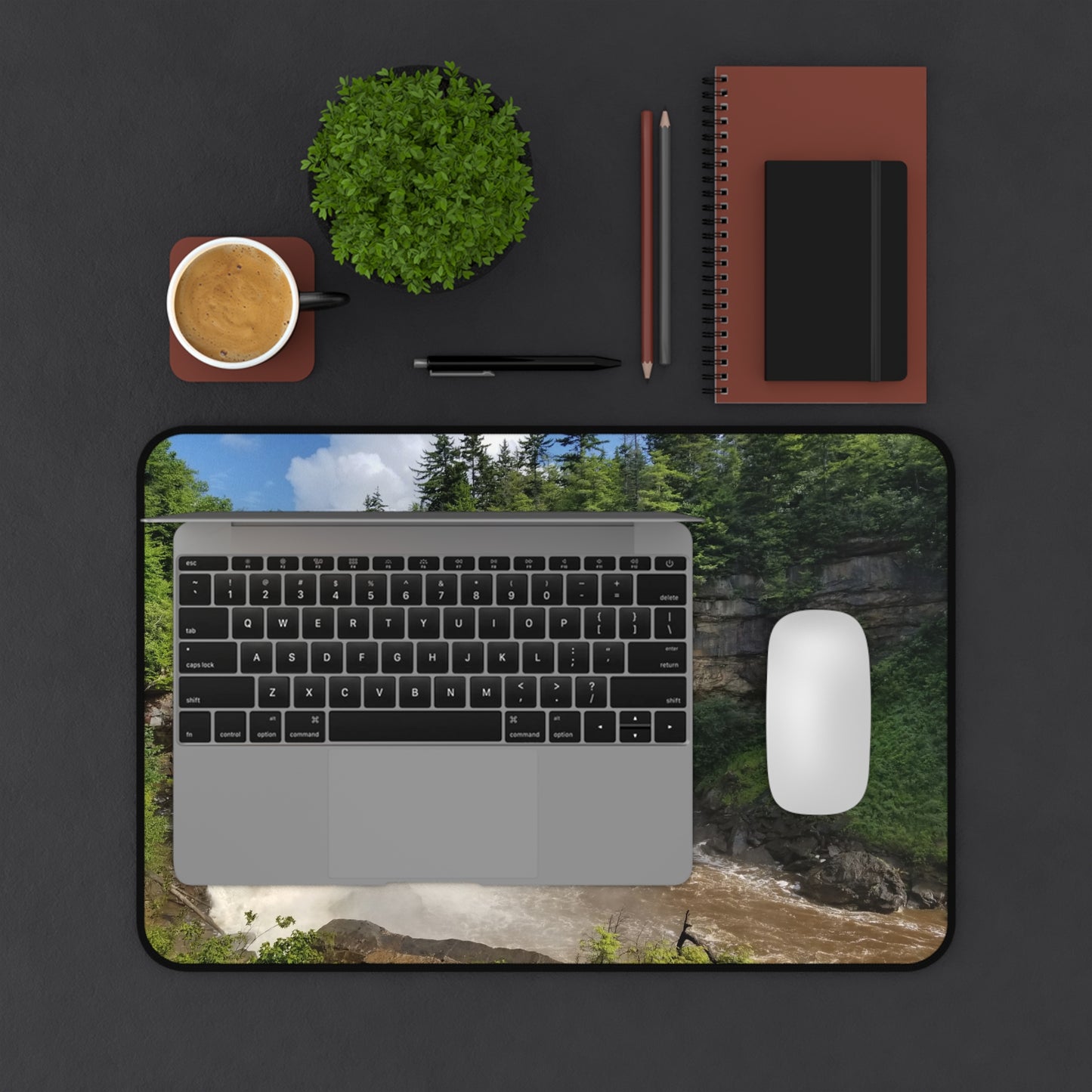 Work? Oh, You Mean Daydreaming with a Keyboard, Desk Mat, Blackwater Falls Design