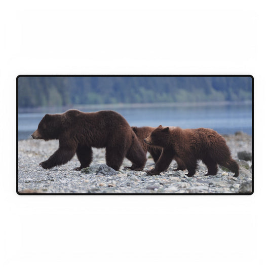 Mama Grizzly Desk Mat, Survive the Workday Like a Bear on Coffee