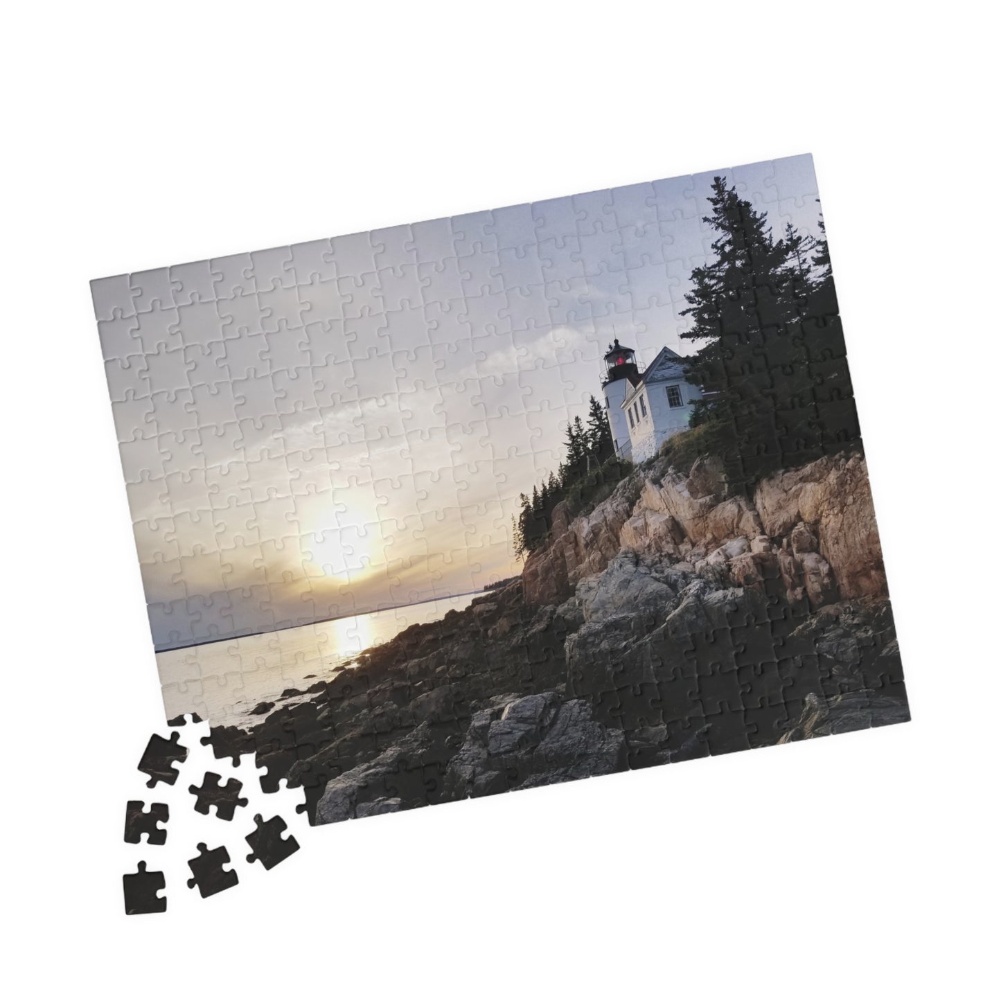 Lighthouse Logic: The Bright Side of Puzzling, Jigsaw Puzzle, Bass Harbor Lighthouse, Scenic Puzzle, Gift Idea for Puzzle Enthusiasts