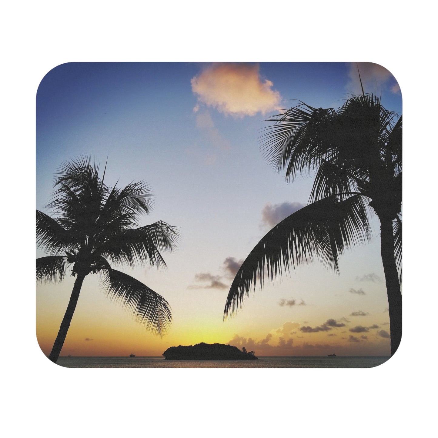 Working Hard and Barely Beachin’, Mouse Pad (Rectangle), Palm Trees, Coastal Vibes for Your Workspace