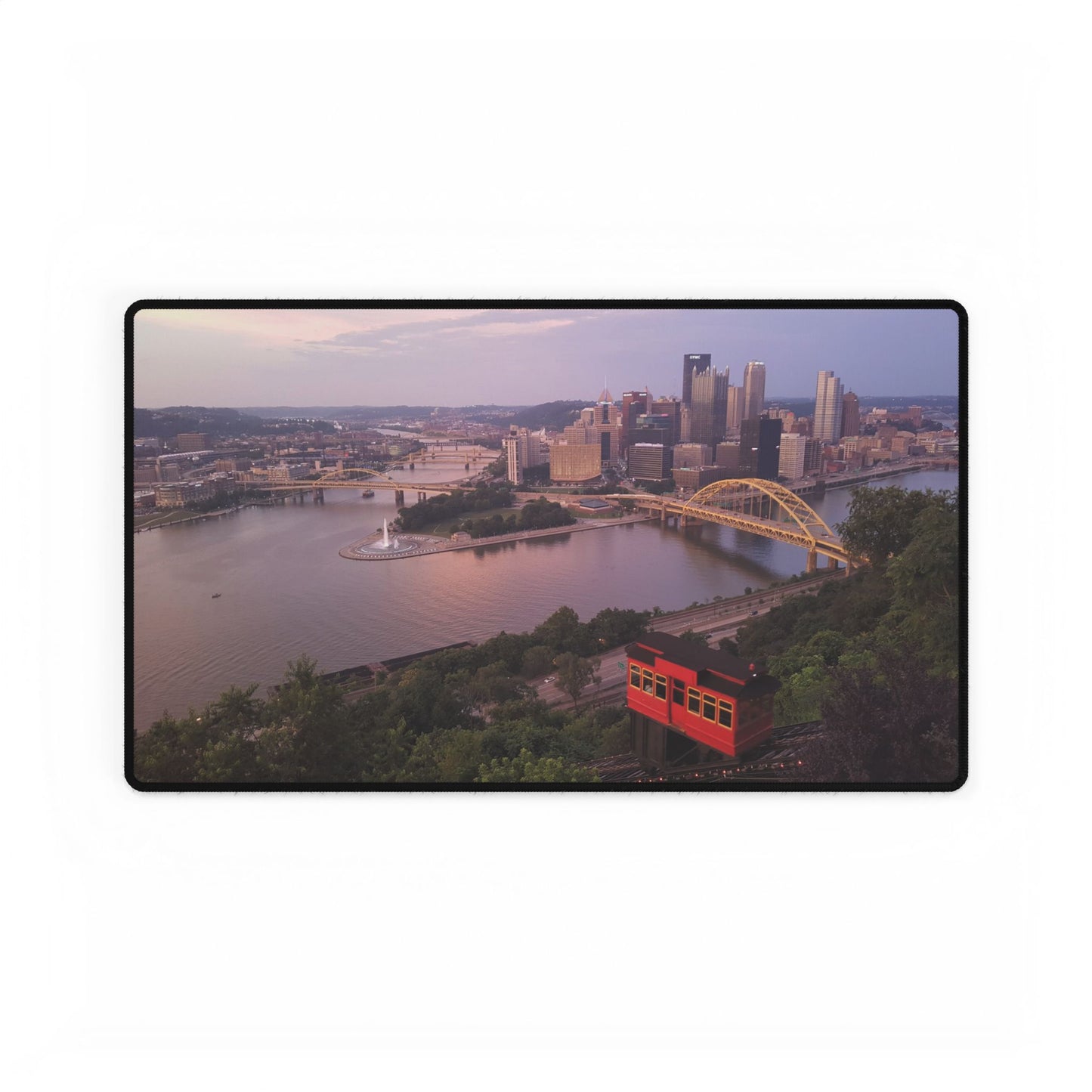 Pittsburgh Views: Because Staring at Your Screen All Day is Overrated, Desk Mat, Cityscape Office Decor, River View Gaming Mat, Pittsburgh