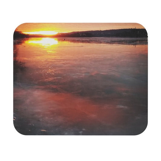 Drifting Through Work Like Ice on the Ohio River, Rectangle Mouse Pad, Icy Ohio River Design, Office Decor, Computer Pad