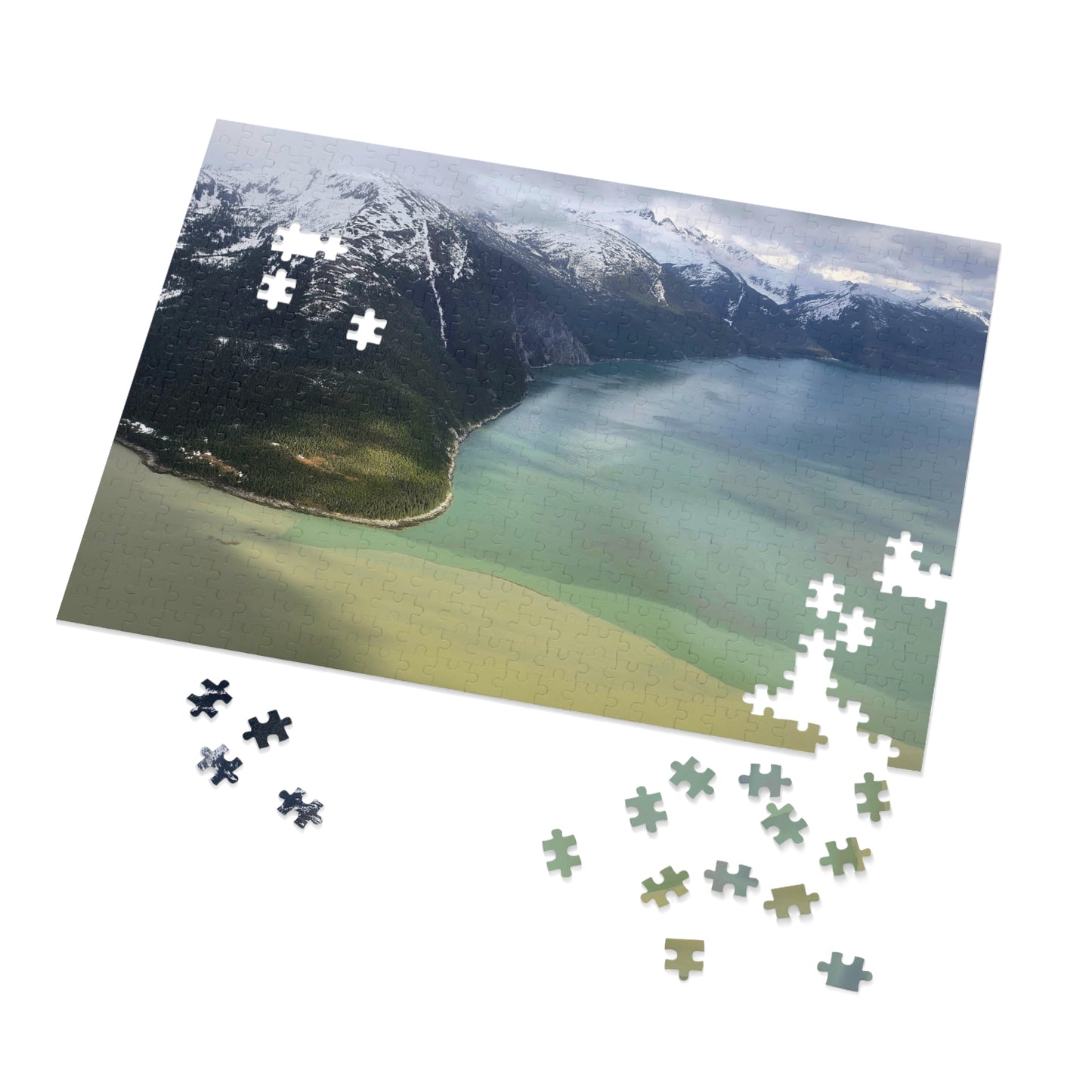 Where the Chill Meets the Tide, Jigsaw Puzzle, Glacial River Meeting the Ocean