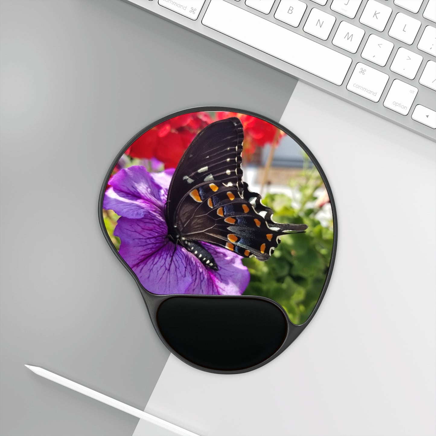 Butterfly Bliss Mouse Pad with Wrist Rest, For 8 Hours of Work and Daydreams of Fluttering Away!