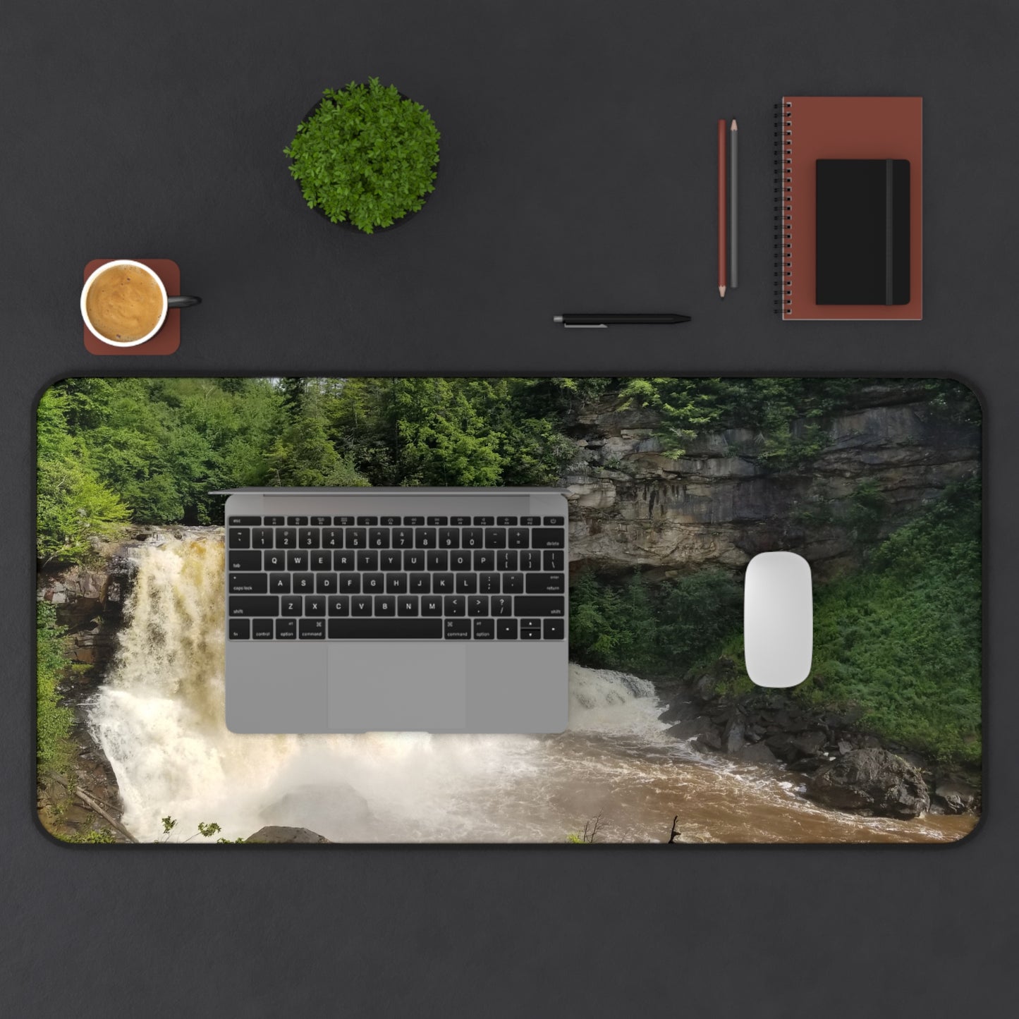 Work? Oh, You Mean Daydreaming with a Keyboard, Desk Mat, Blackwater Falls Design