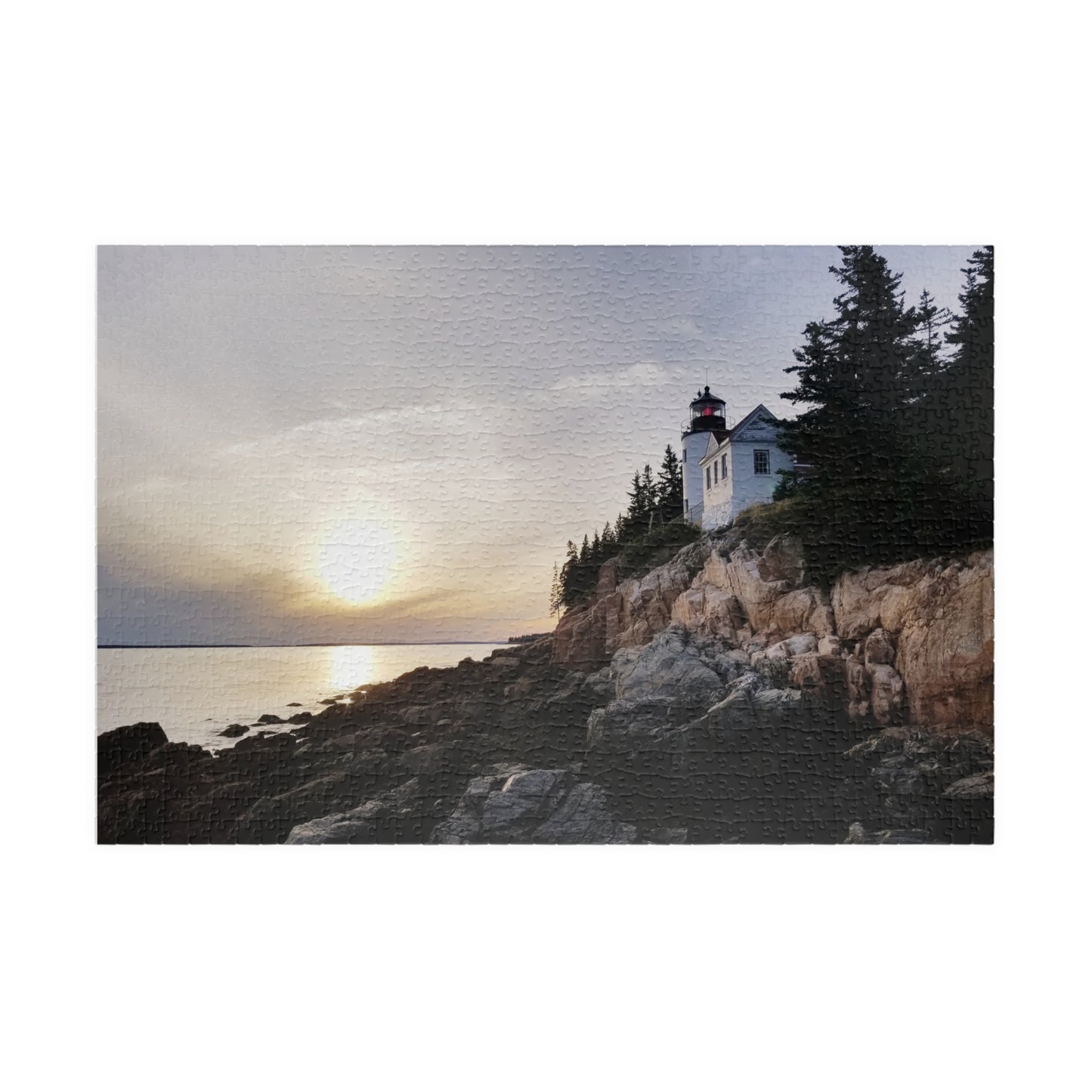 Lighthouse Logic: The Bright Side of Puzzling, Jigsaw Puzzle, Bass Harbor Lighthouse, Scenic Puzzle, Gift Idea for Puzzle Enthusiasts