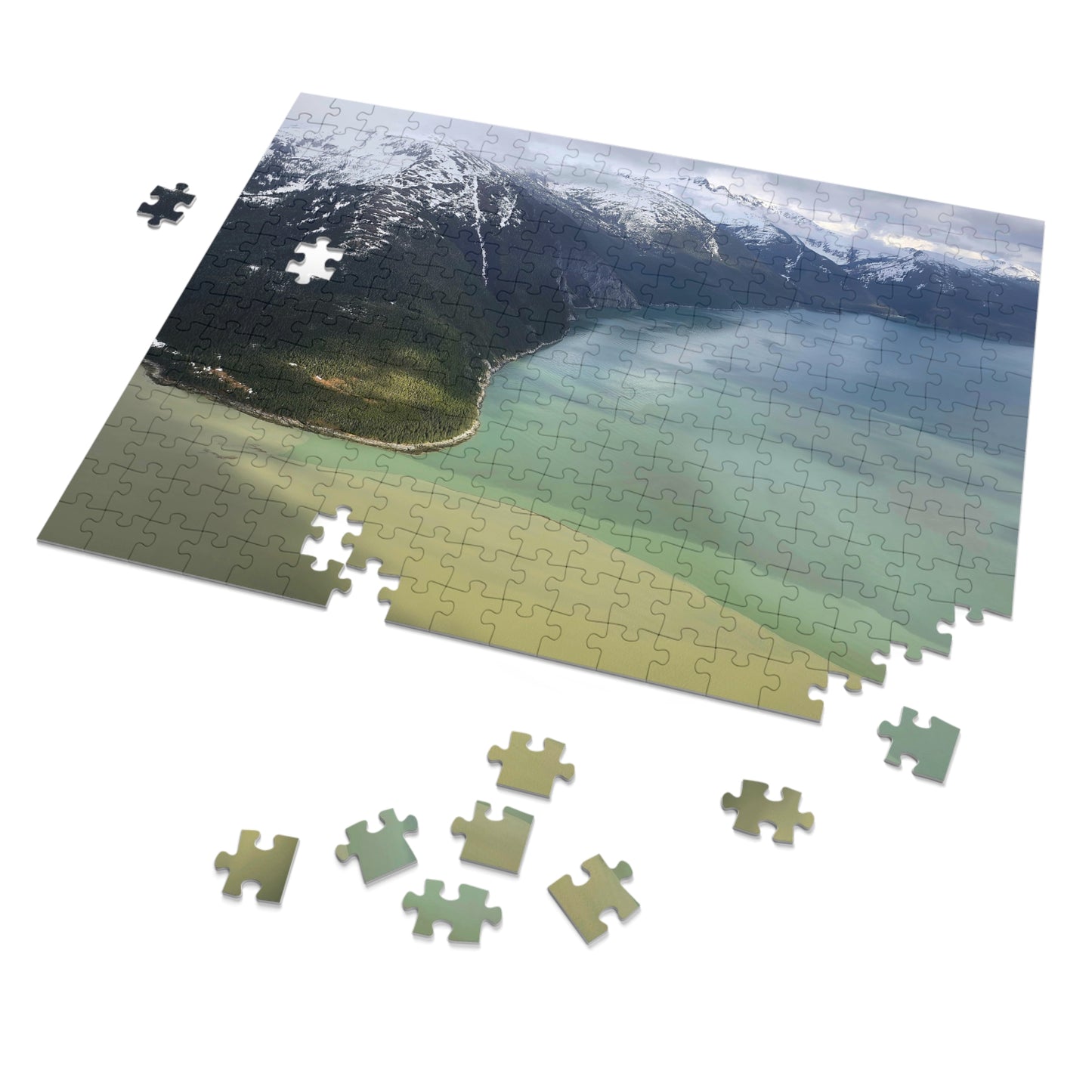 Where the Chill Meets the Tide, Jigsaw Puzzle, Glacial River Meeting the Ocean