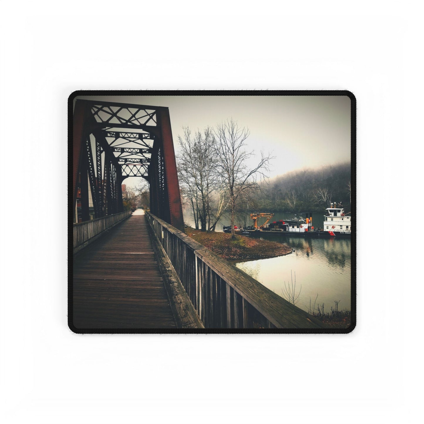 Foggy Mornings & Beached Boats: Just Another Day on the Mon - Nautical Office Decor Gift, Mouse Pad, Desk Accessory, Workstation