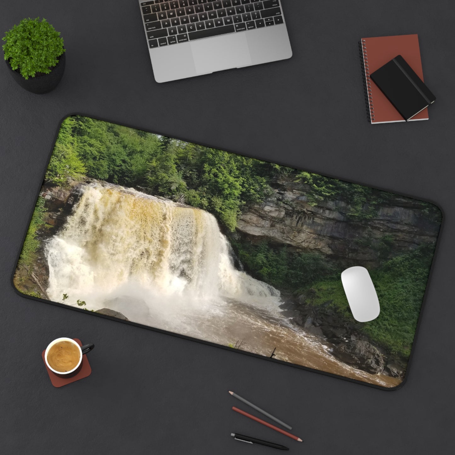 Work? Oh, You Mean Daydreaming with a Keyboard, Desk Mat, Blackwater Falls Design