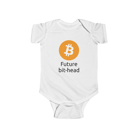 Lil HODLer The Future Bit Head Fine Jersey Bodysuit, Future Cryptocurrency Enthusiast, Digital Currency Baby Clothes, Bitcoin