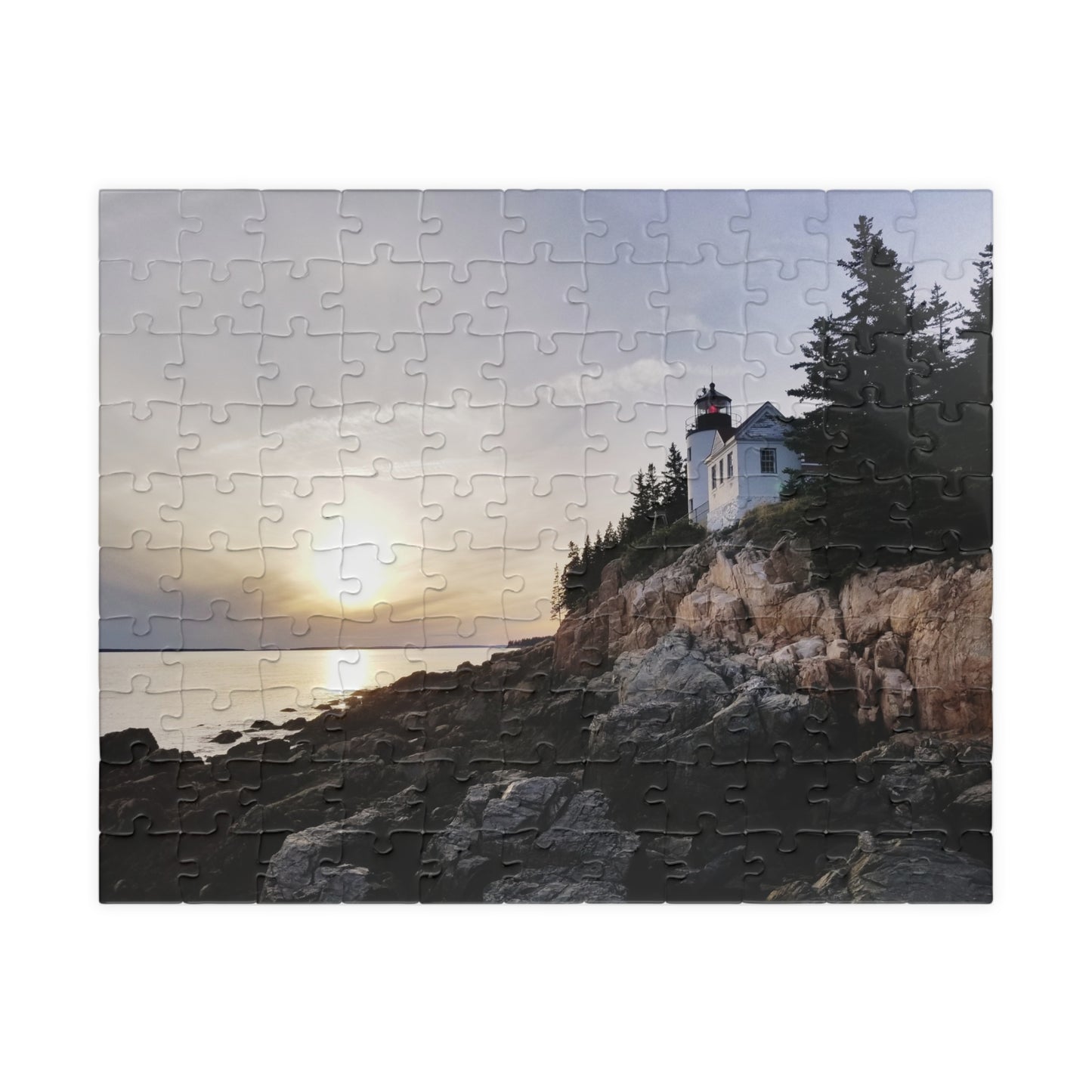 Lighthouse Logic: The Bright Side of Puzzling, Jigsaw Puzzle, Bass Harbor Lighthouse, Scenic Puzzle, Gift Idea for Puzzle Enthusiasts