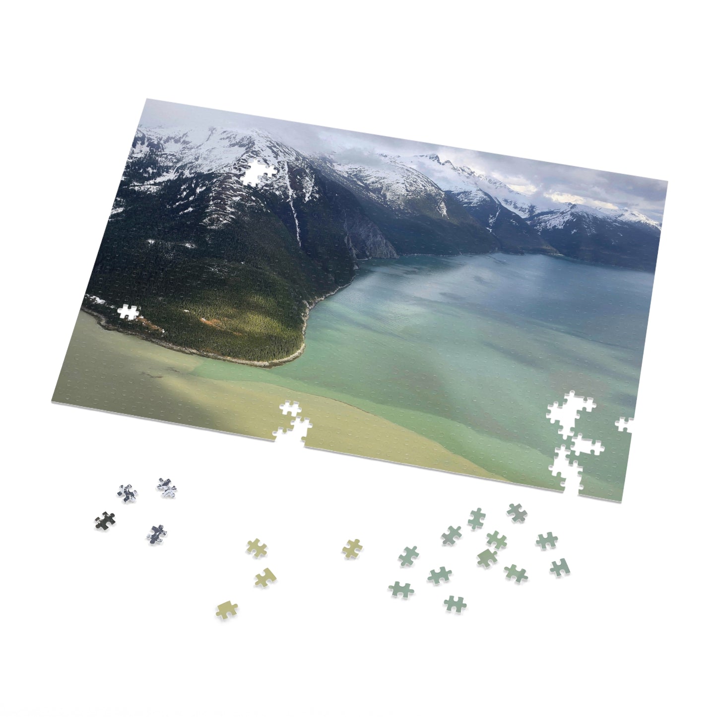 Where the Chill Meets the Tide, Jigsaw Puzzle, Glacial River Meeting the Ocean