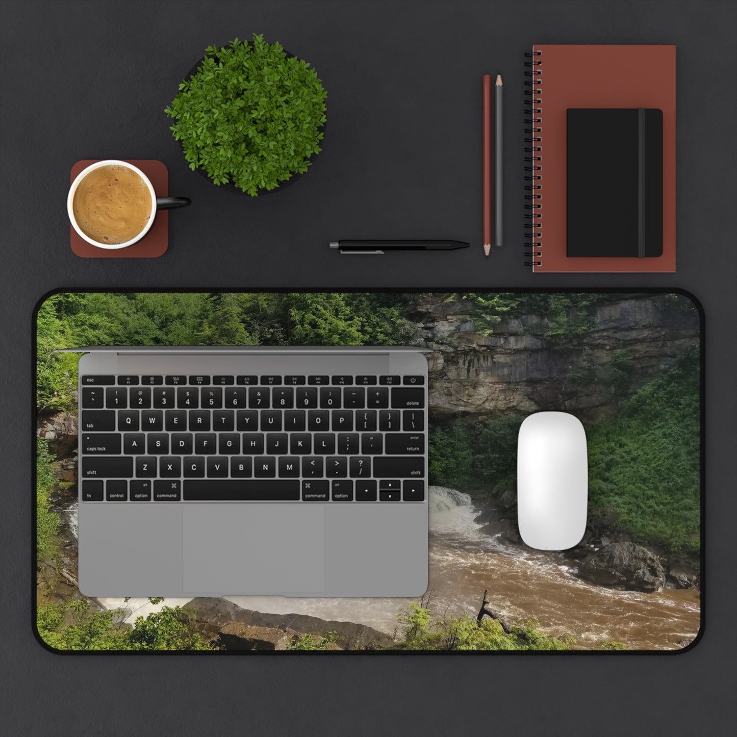 Work? Oh, You Mean Daydreaming with a Keyboard, Desk Mat, Blackwater Falls Design