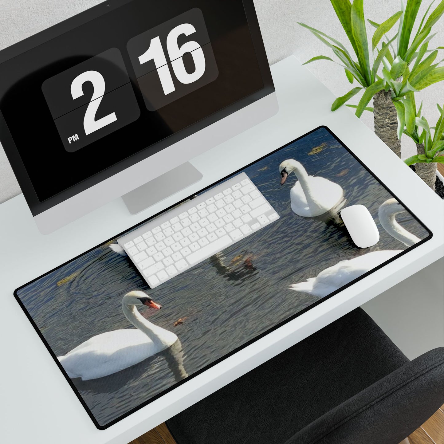 Swanning Around at Work: Because Who Doesn’t Love a Good Float?, Desk Mats, Nature Desk Accessory, Workspace Decor, Office Desk Pad, Desk Blotter, Home Office Gift