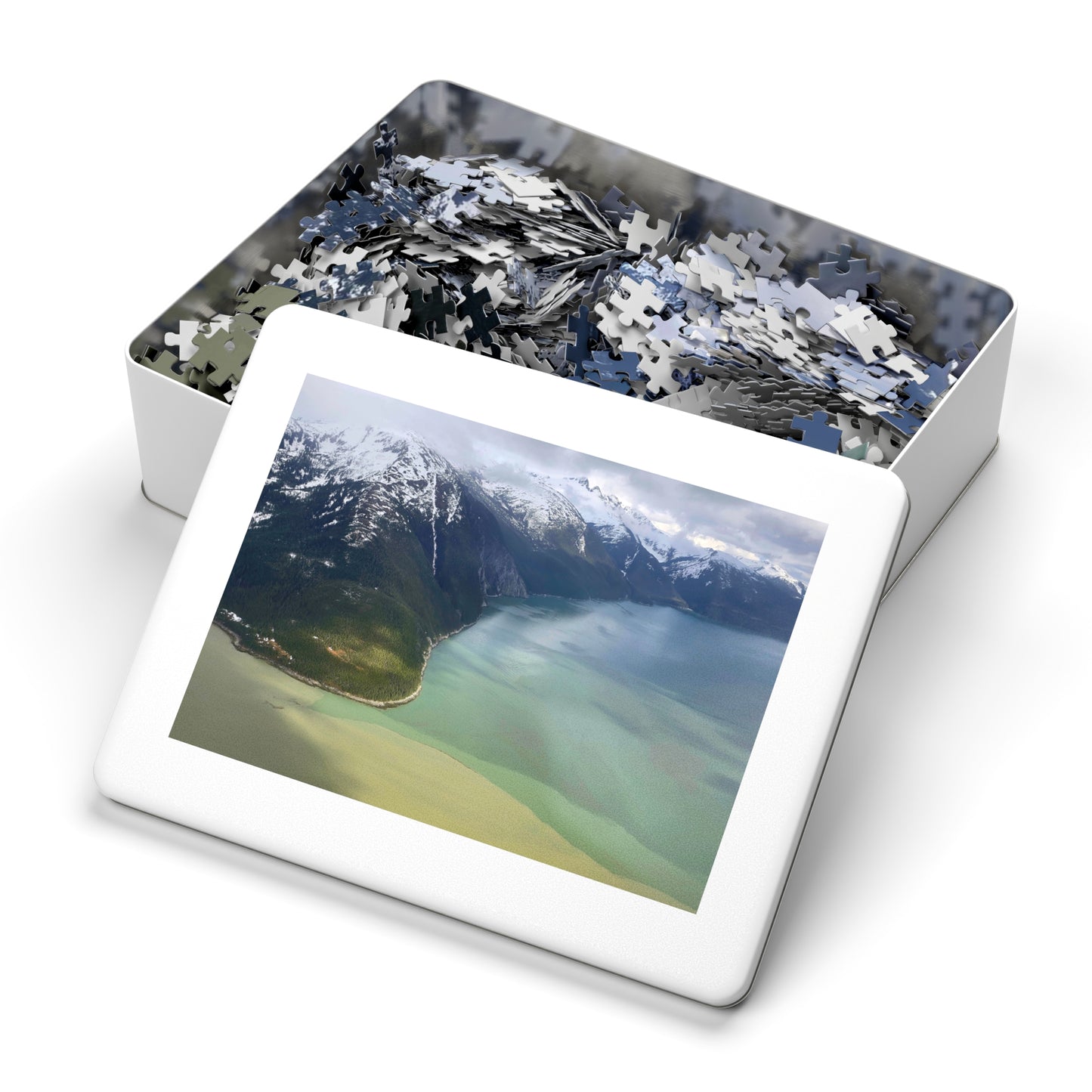 Where the Chill Meets the Tide, Jigsaw Puzzle, Glacial River Meeting the Ocean