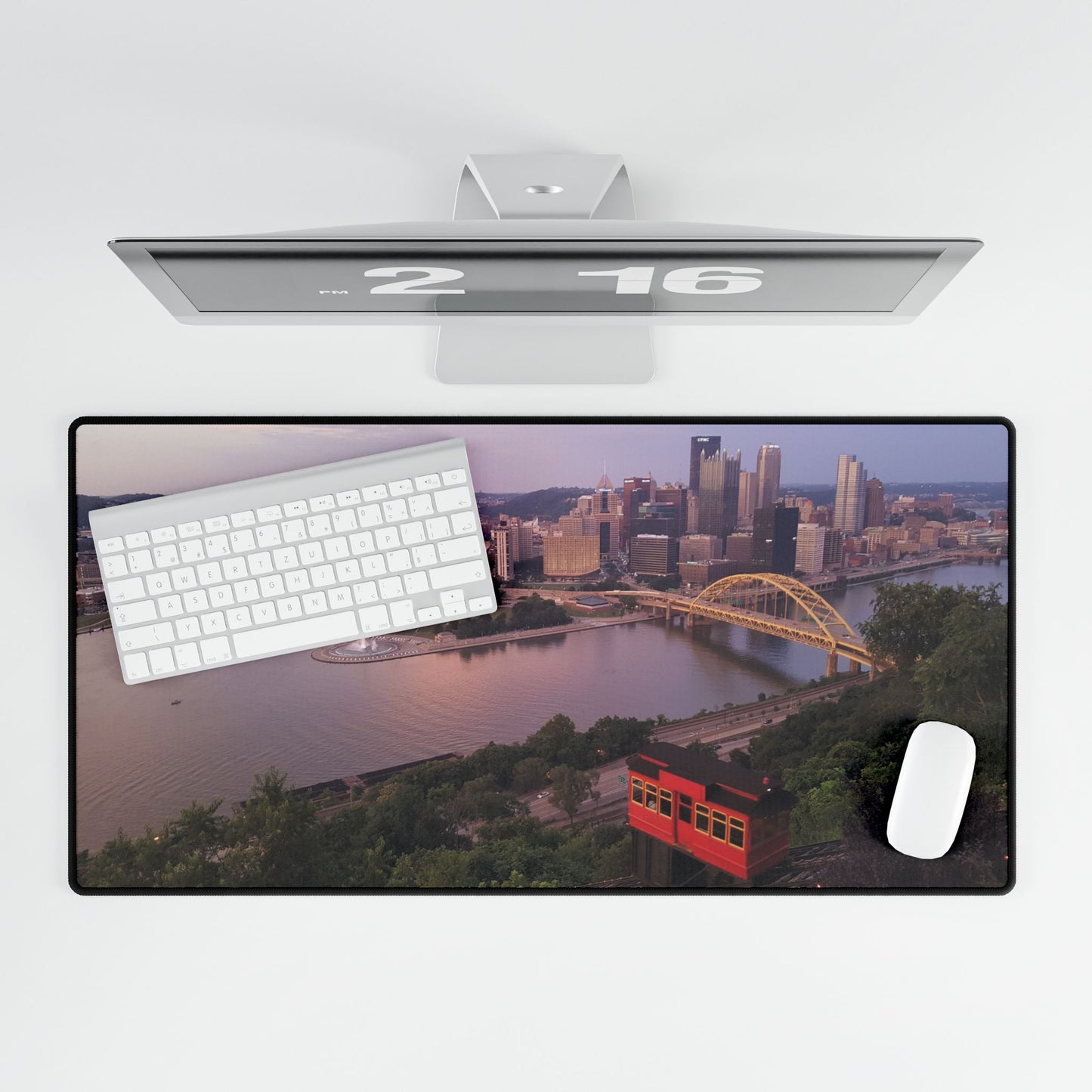 Pittsburgh Views: Because Staring at Your Screen All Day is Overrated, Desk Mat, Cityscape Office Decor, River View Gaming Mat, Pittsburgh