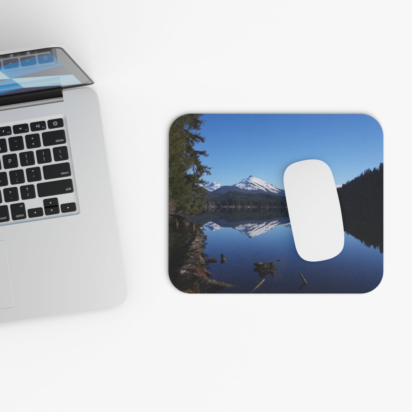 Reflections on a Lake… and on How Long Until Lunch, Rectangle Mouse Pad, Office Decor, Gift for Nature Lover