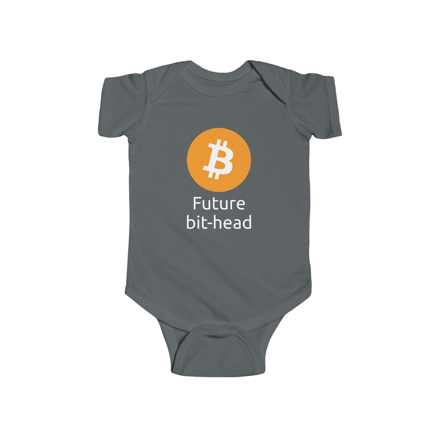 Lil HODLer The Future Bit Head Fine Jersey Bodysuit (dark colors), Future Cryptocurrency Enthusiast, Digital Currency Baby Clothes, Bitcoin