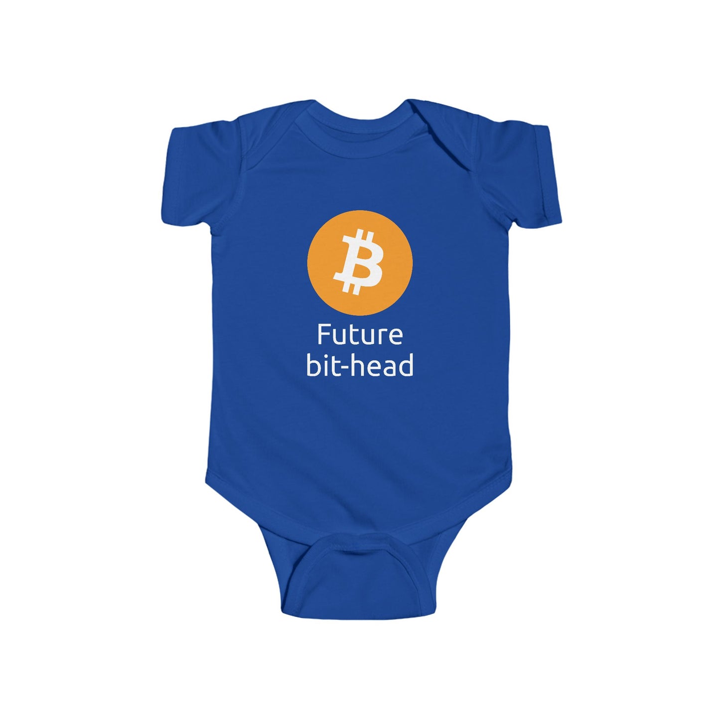 Lil HODLer The Future Bit Head Fine Jersey Bodysuit (dark colors), Future Cryptocurrency Enthusiast, Digital Currency Baby Clothes, Bitcoin